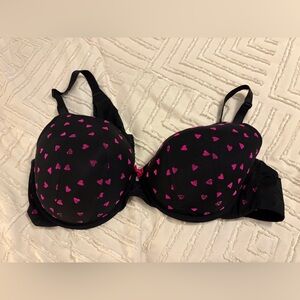 Torrid Black Bra with Pink Heart Accents
